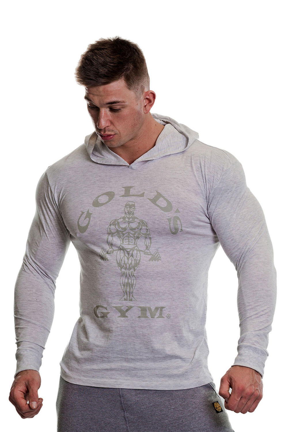 Men's Muscle Joe Printed Long Sleeve Hooded T-Shirt 1/4