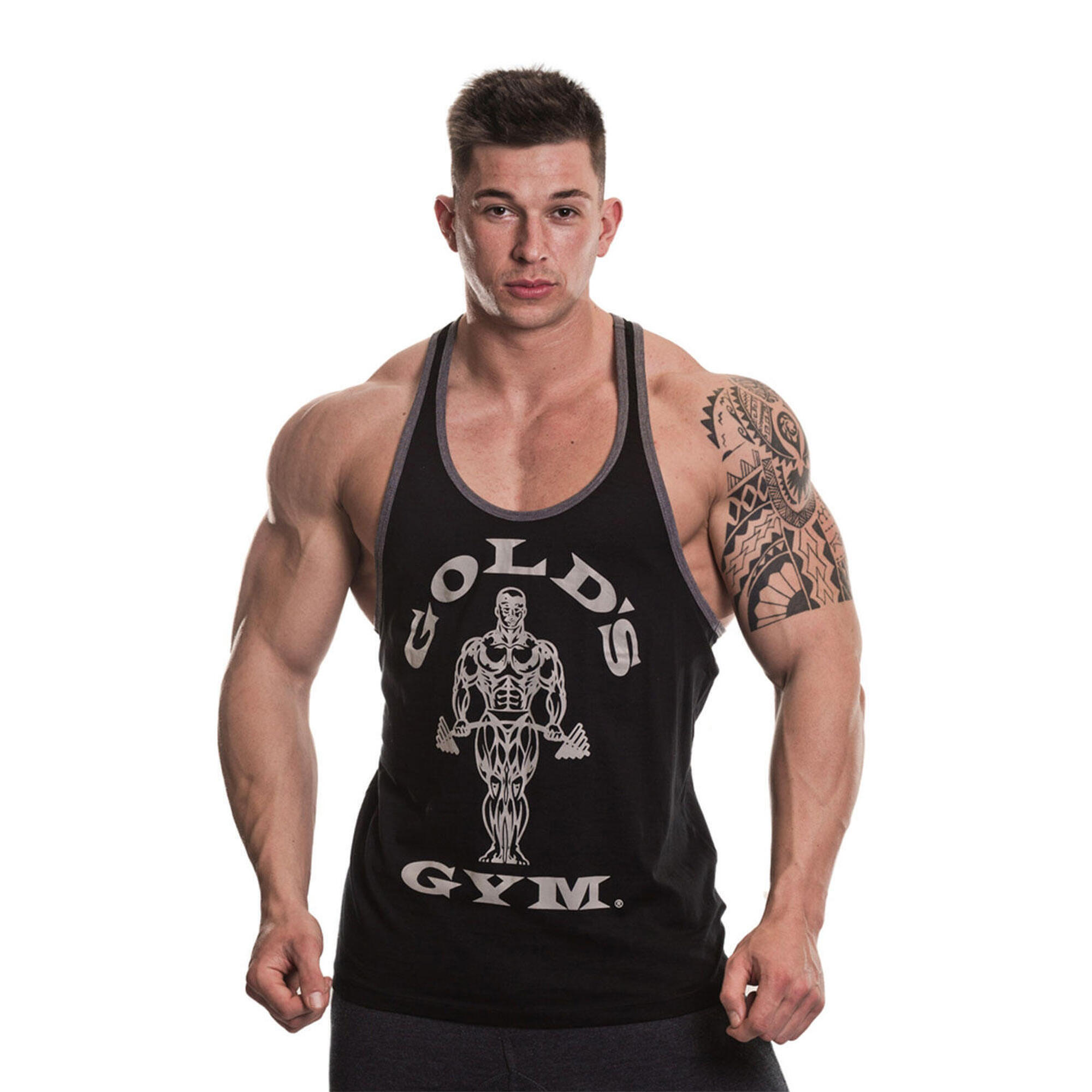 Men's Gold's Gym Contrast Muscle Joe Print Stringer Vest 1/5