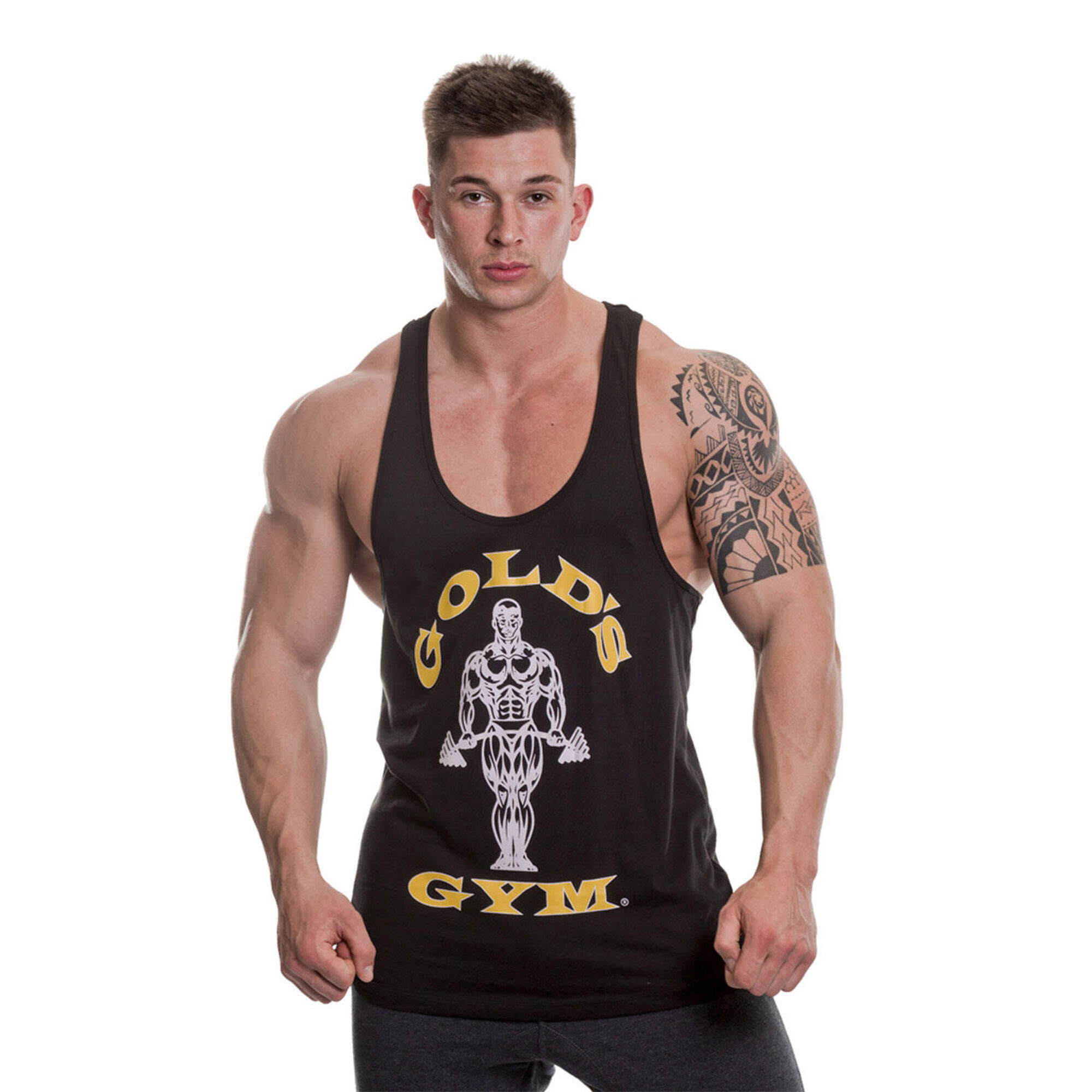 GOLD'S GYM Men's Gold's Gym Muscle Joe Print Premium Stringer Vest