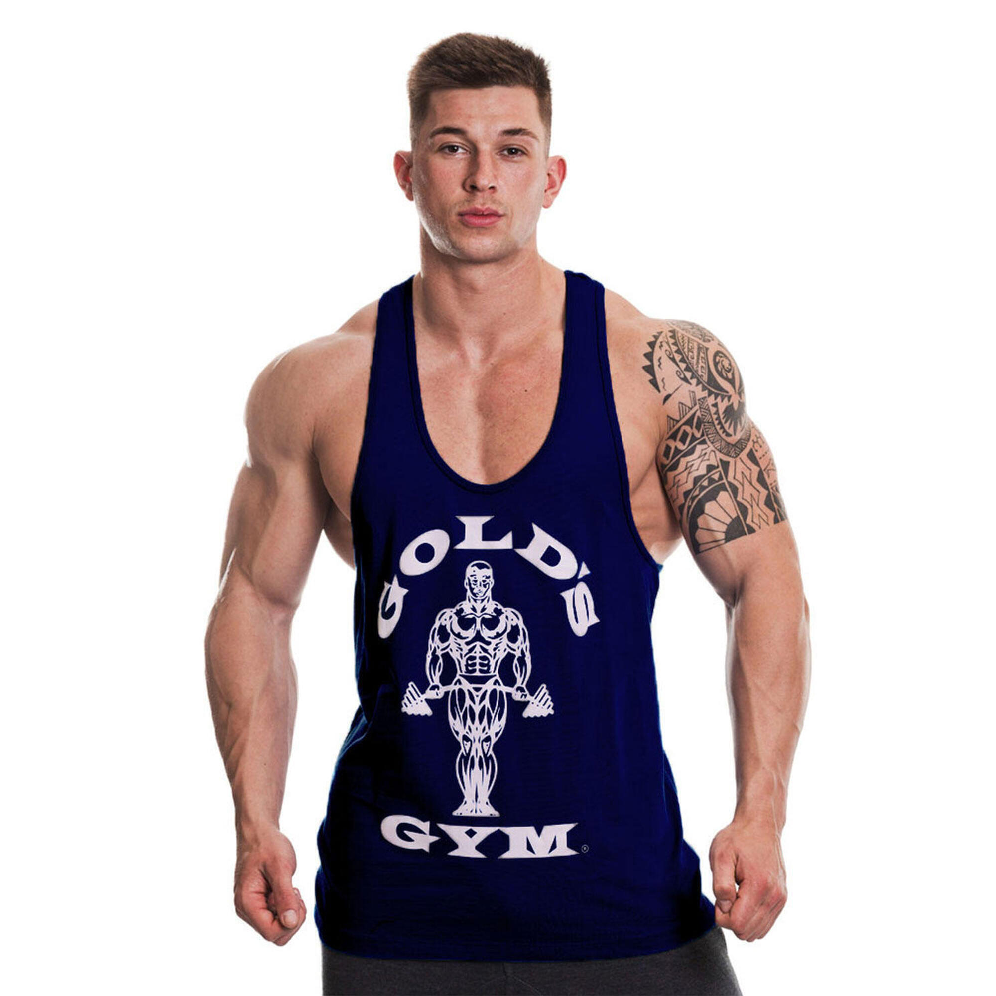 Men's Gold's Gym Muscle Joe Print Premium Stringer Vest 1/4