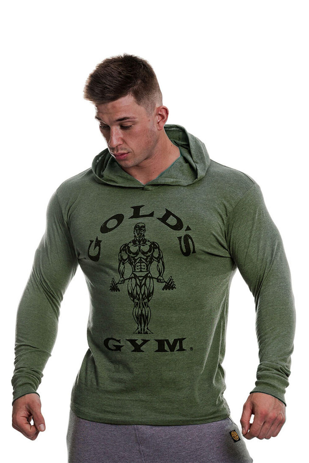 GOLD'S GYM Men's Muscle Joe Printed Long Sleeve Hooded T-Shirt