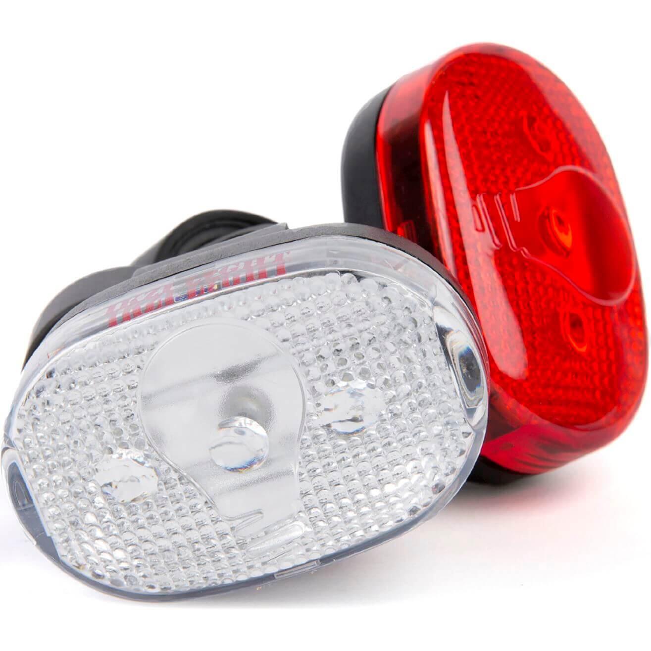 Set luci bici Ikzi 3-LED ovale — anteriore e posteriore. 1/4