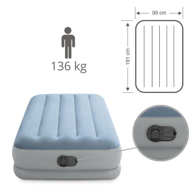 Intex Matelas gonflable - 2 personnes - 152 x 203 x 30 cm - Gris