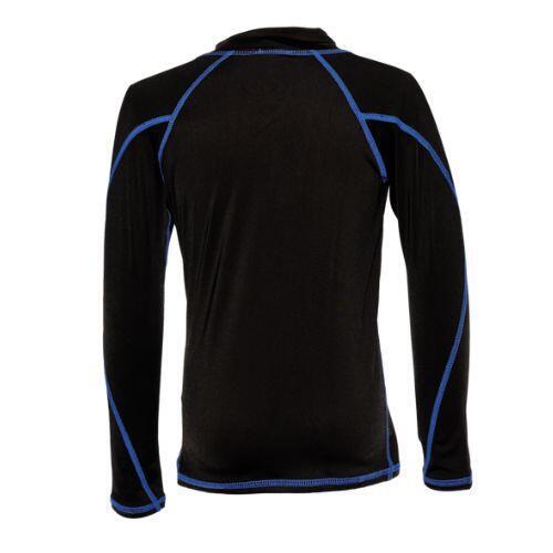 Kids 1mm Thermal Fleece Overlock Stitching Top - Black / Blue