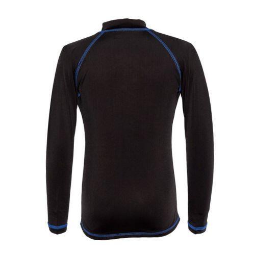 Kids 1 mm Thermal Overlock Stitching Fleece Top With Front Zipper - BLACK / BLUE