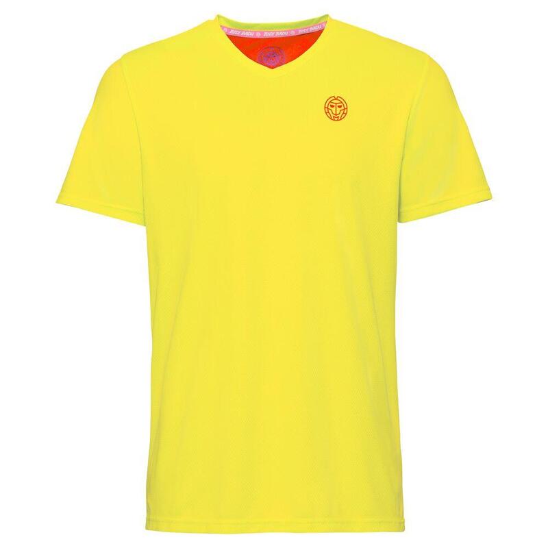 Evin Tech Round-Neck Tee - neon yellow/red