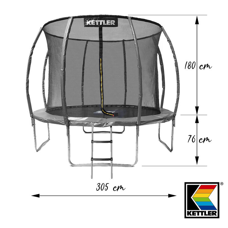 Kettler Trampoline Jump - 305cm - incl. net - incl. ladder - zwart