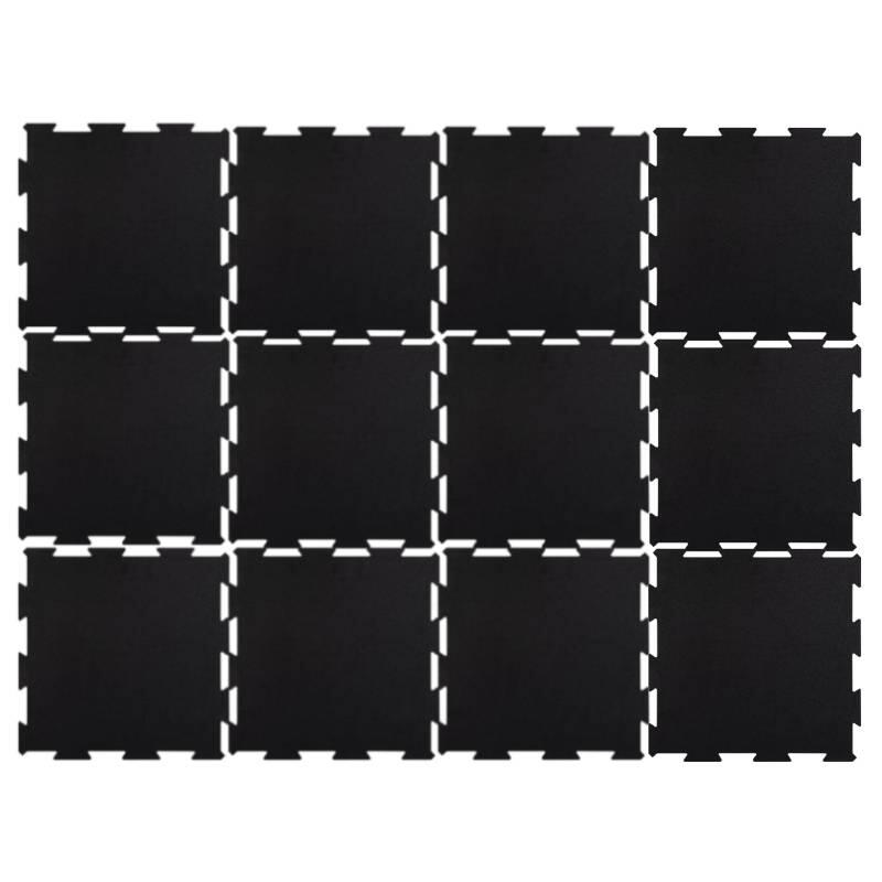 Podłoga do treningu MOVO Puzzle Floor Black 49x49, mata do ćwiczeń, 12 sztuk