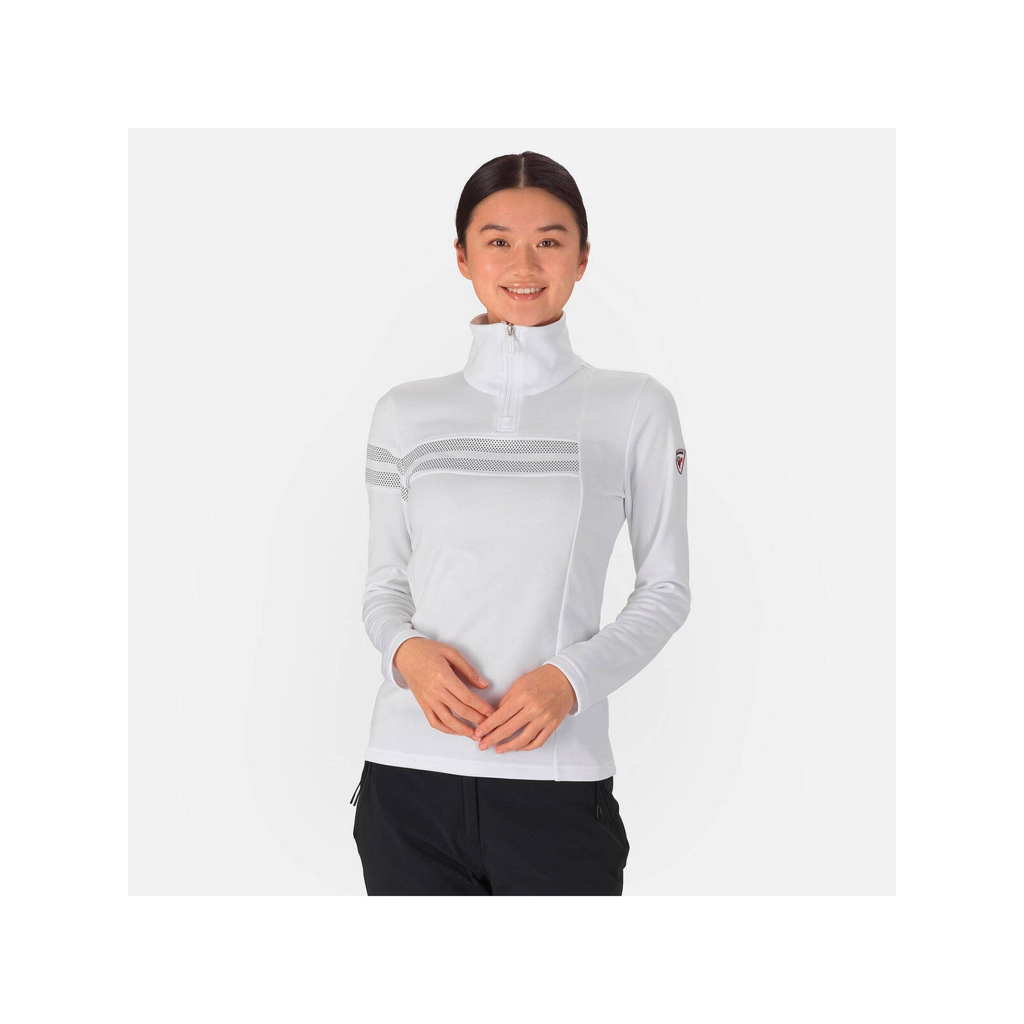 Koszulka narciarska damska Rossignol W RESORT 1/2 Zip termiczna biały