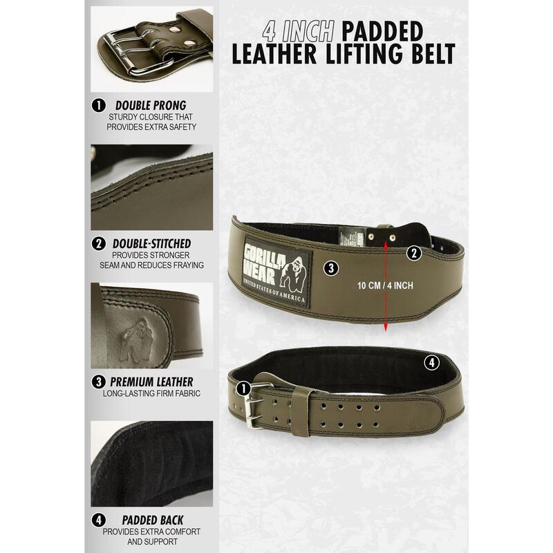 Gorilla Wear 4 Inch Padded Leather Lifting Belt Black/Gray