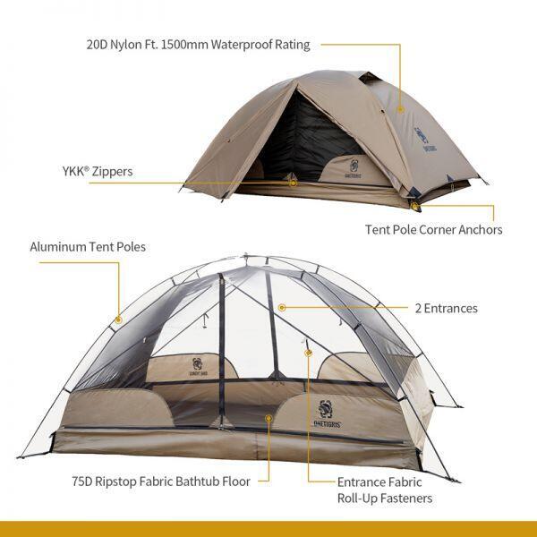 COSMITTO Backpacking Tent (2person) - BROWN