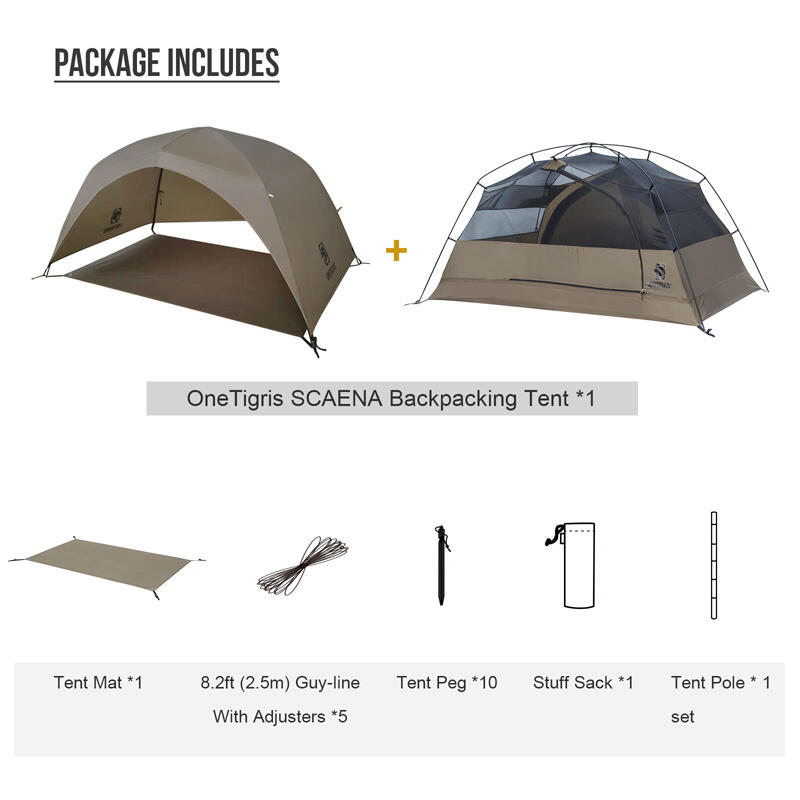 SCAENA Backpacking Tent (2person) - BROWN