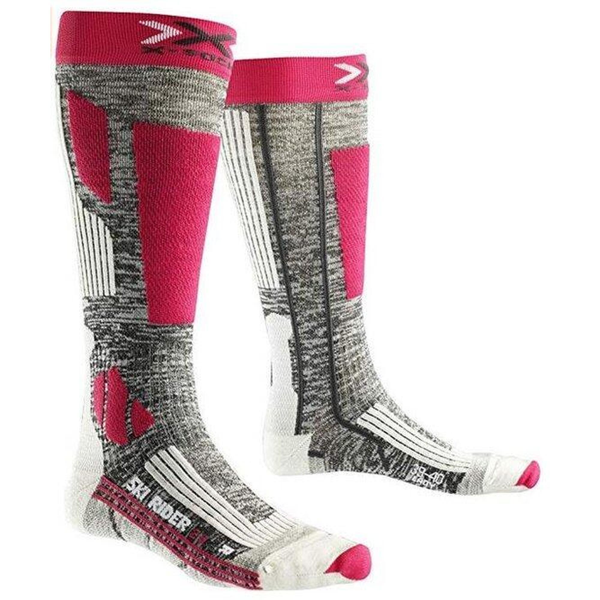 X-socks - Chaussettes De Ski Pour Femmes X-socks Ski Rider 2.0 - Chaussettes - Gris|rose|rouge - 39/42 - Decathlon