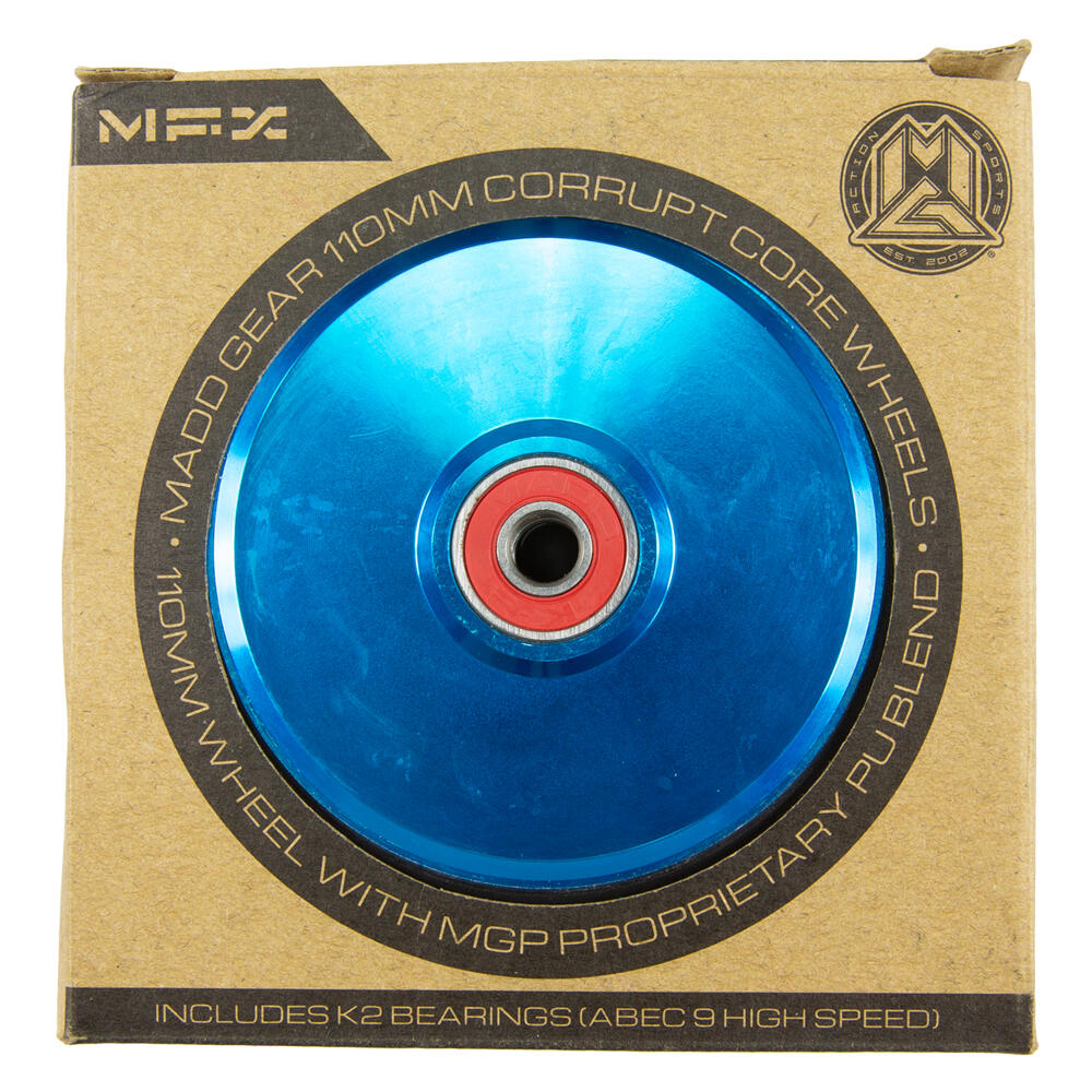 MGP MFX CORRUPT 110MM PRO STUNT SCOOTER WHEELS inc BEARINGS PAIR – BLUE/BLACK 3/3