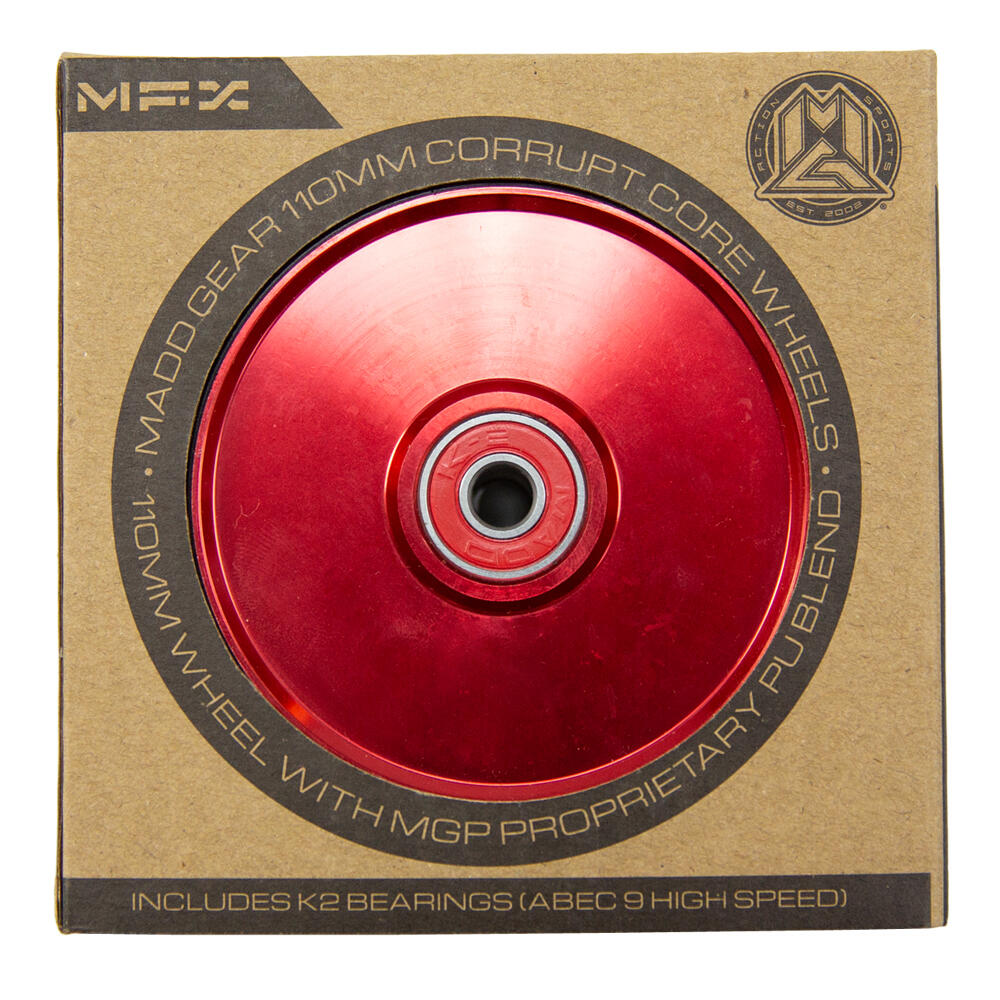 MGP MFX CORRUPT 110MM PRO STUNT SCOOTER WHEELS inc BEARINGS PAIR – RED/BLACK 3/3