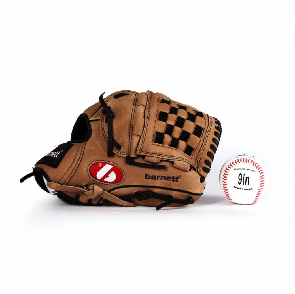 BARNETT GBSL-2 Seniorská kožená baseballová rukavice a míček (SL 120, LL 1)
