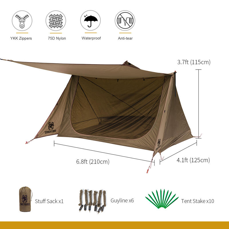 BACKWOODS BUNGALOW Ultralight Super Shelter 2.0 (2 Persons) - BROWN