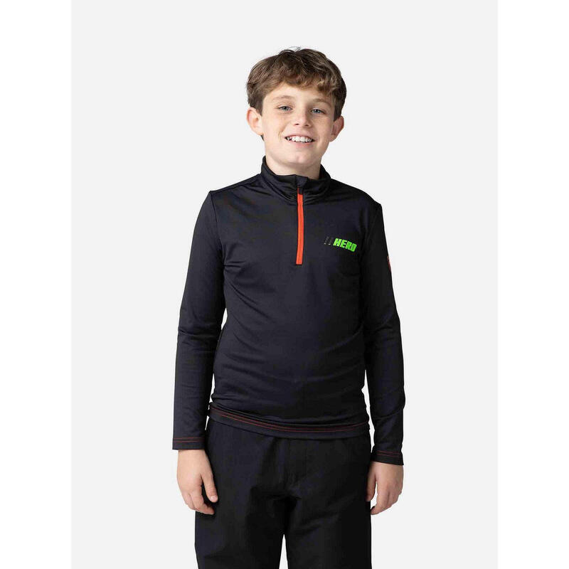 Bluzka narciarska dla dzieci ROSSIGNOL Boy HERO 1/2 Zip Warm Stretch czarna