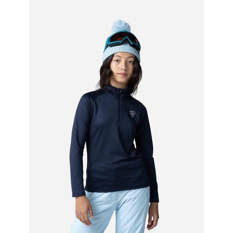 Bluzka narciarska dla dzieci Rossignol GIRL 1/2 ZIP Warm Stretch termo granatowa
