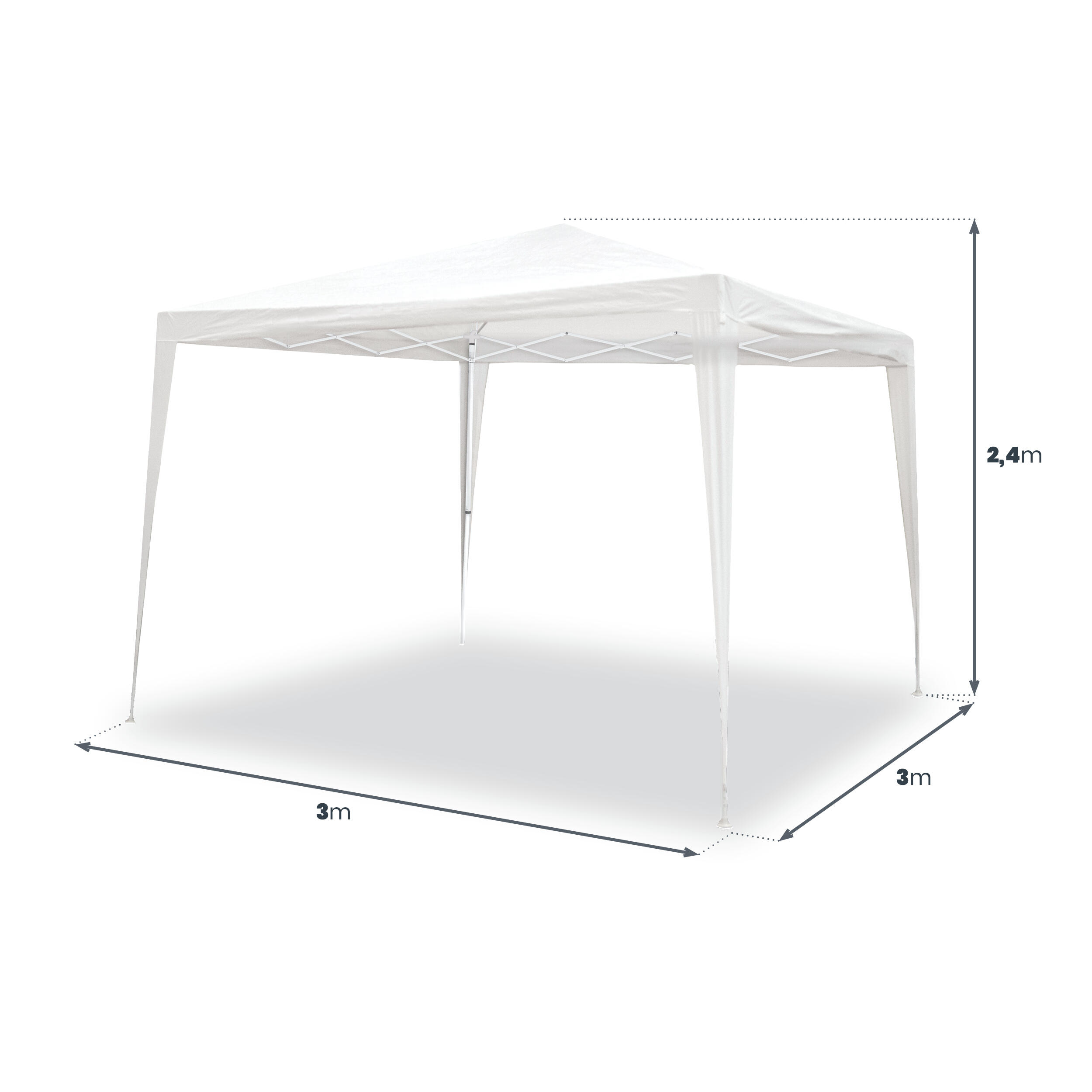 Tonnelle pliante blanche Javea 3x3 Idéale pour jardin, plage et terrasse 4/7