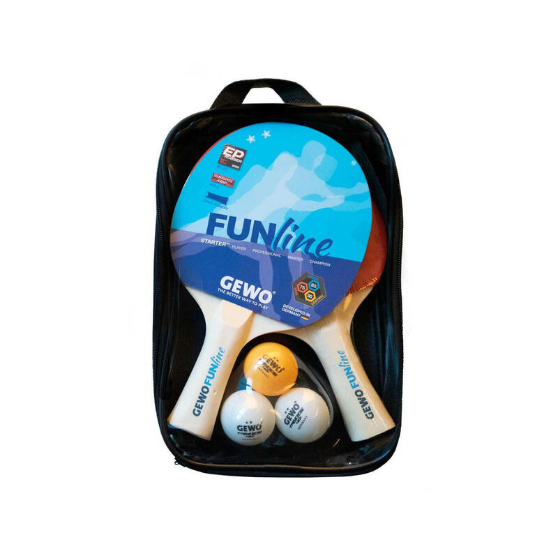 Set de tennis de table Double Fun - 2 raquettes + 3 balles + Housse