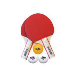 Set de 2 raquettes de tennis de table - taille midi - avec 3 balles