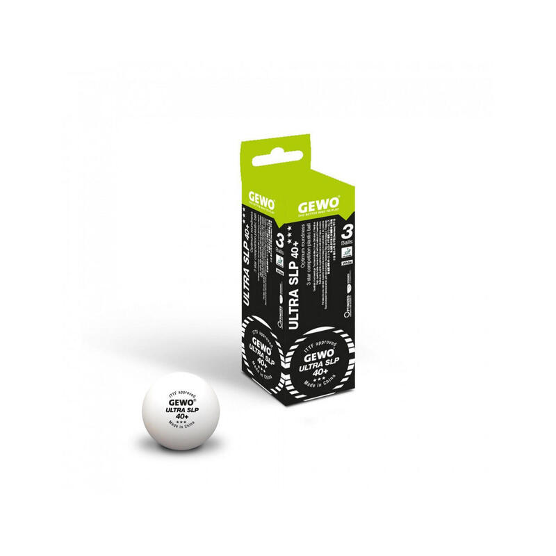 Balles de tennis de table Ultra SLP 3* - Boîte de 3 balles - Blanches