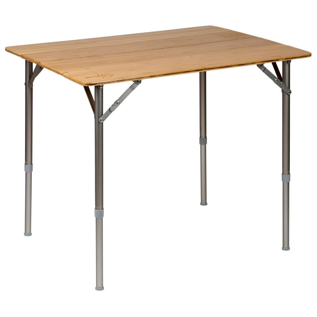 BO-CAMP Mesa de camping plegable Ajustable Aluminio Bambú