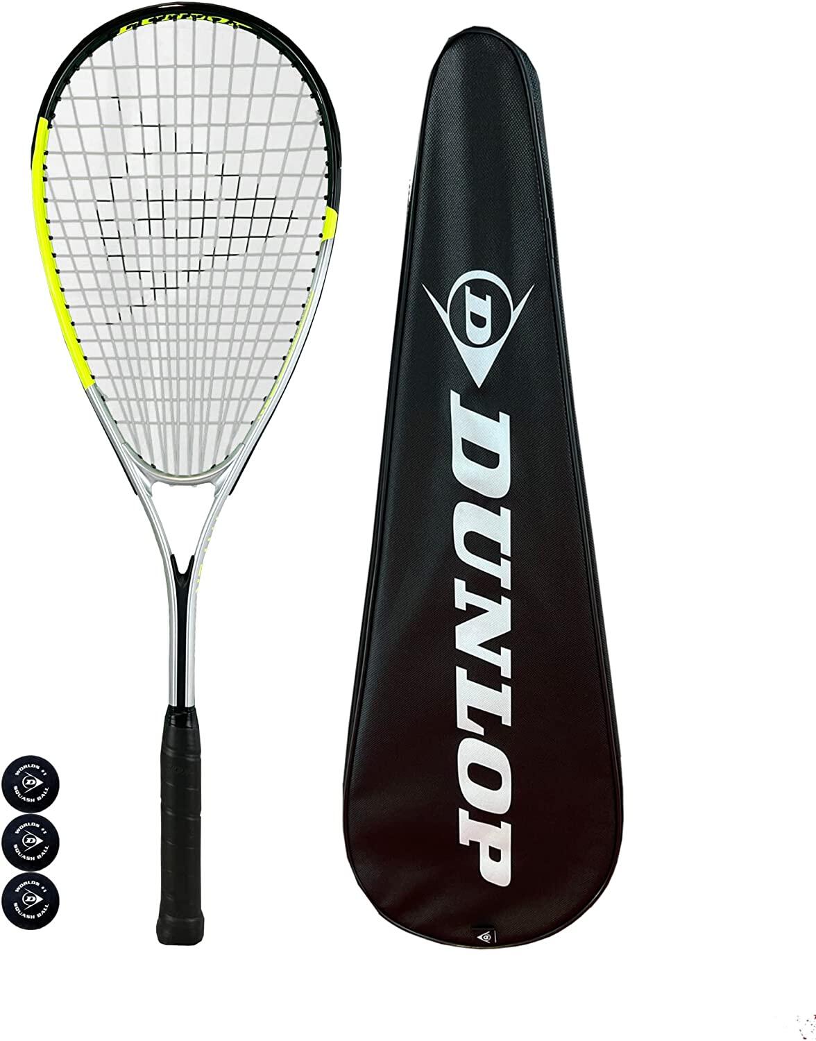 DUNLOP Dunlop Hyper Lite Pro Squash Racket, inc Squash Balls & Full Protective Cover