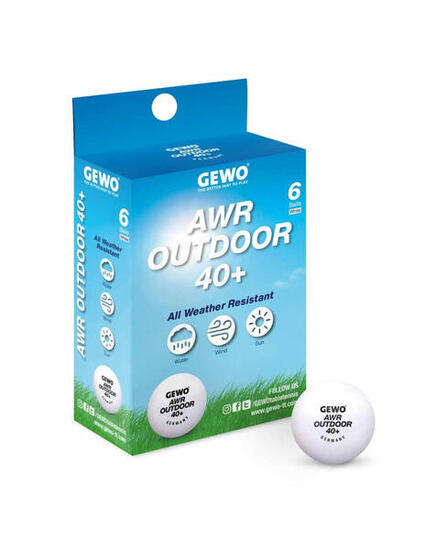 Balles de tennis de table AWR outdoor 40+ - Boite de 6 - Blanches