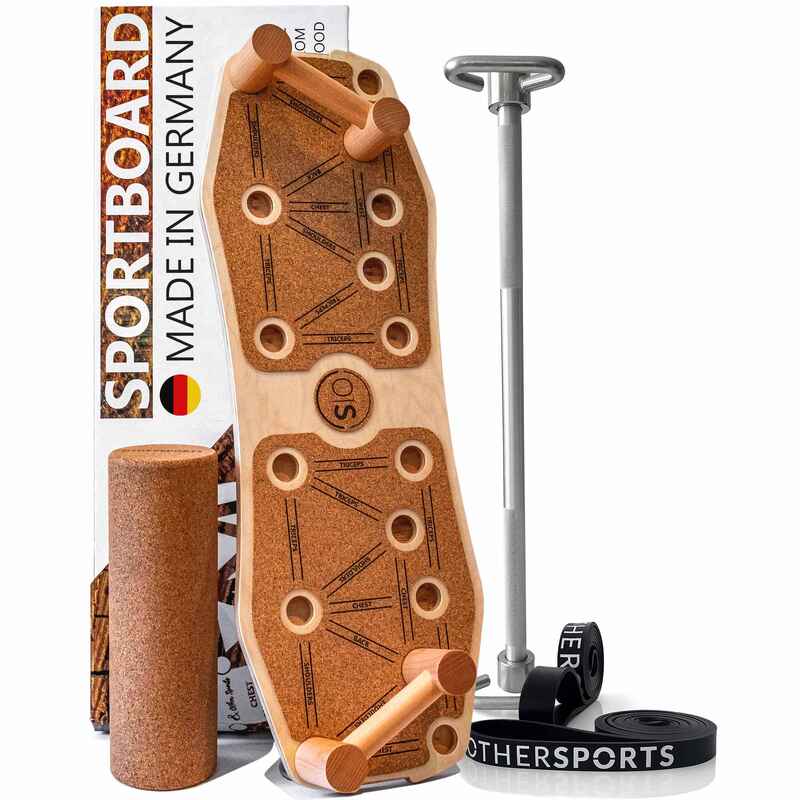 Sportboard Balance Board und Fitness Bar Bundle mit Fitnessbändern