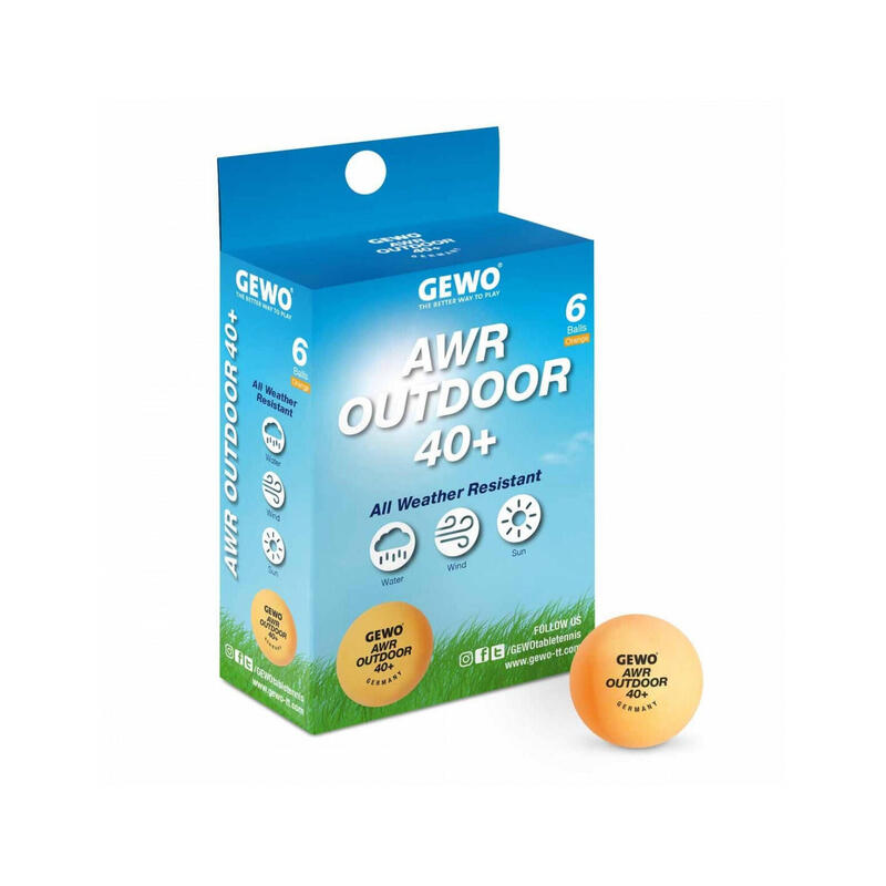 Gewo tafeltennisballen AWR Outdoor 40+ - box van 6 Ping Pong ballen - Oranje