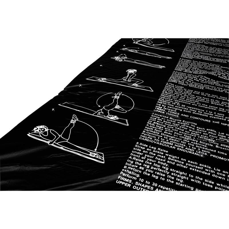 Fitnessmat - Yogamat - PVC - 180 x 60 cm met oefeningen - Zwart