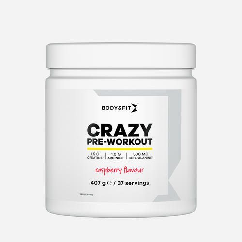 BODY&FIT Crazy Pre-Workout - Raspberry Sensation - 37 doseringen (407 gram)