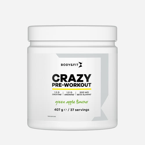 BODY&FIT Crazy Pre-Workout - Green Apple - 37 doseringen (407 gram)