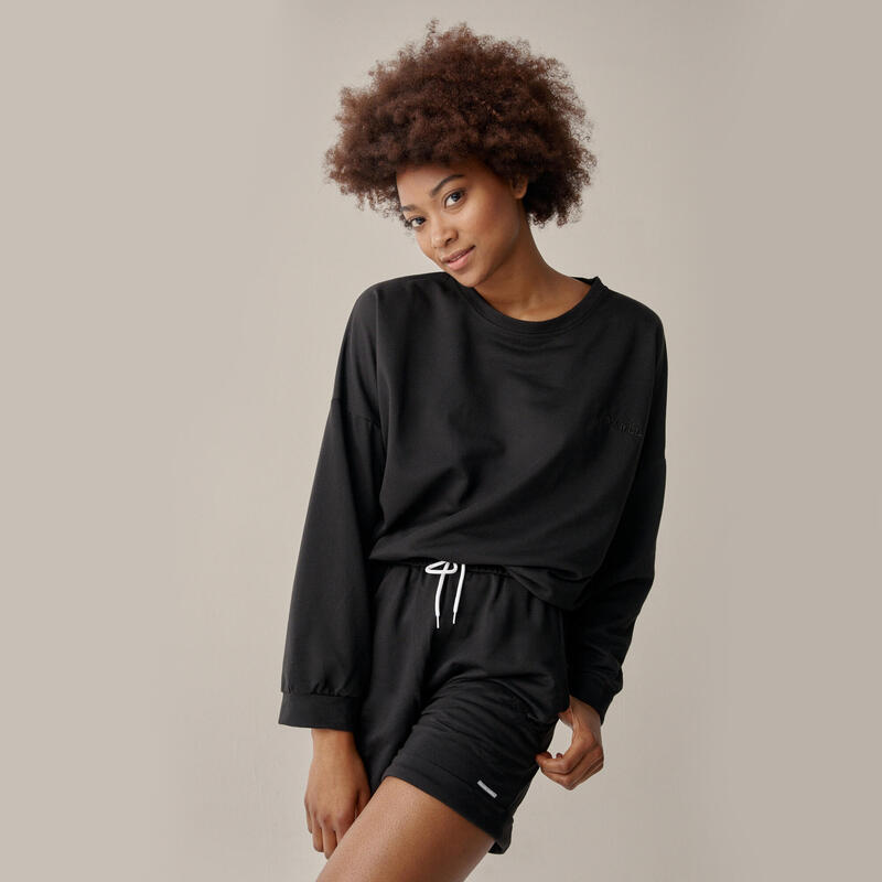 Conjunto deportivo Sudadera + Short Tara Cómodo de mujer Black Limba