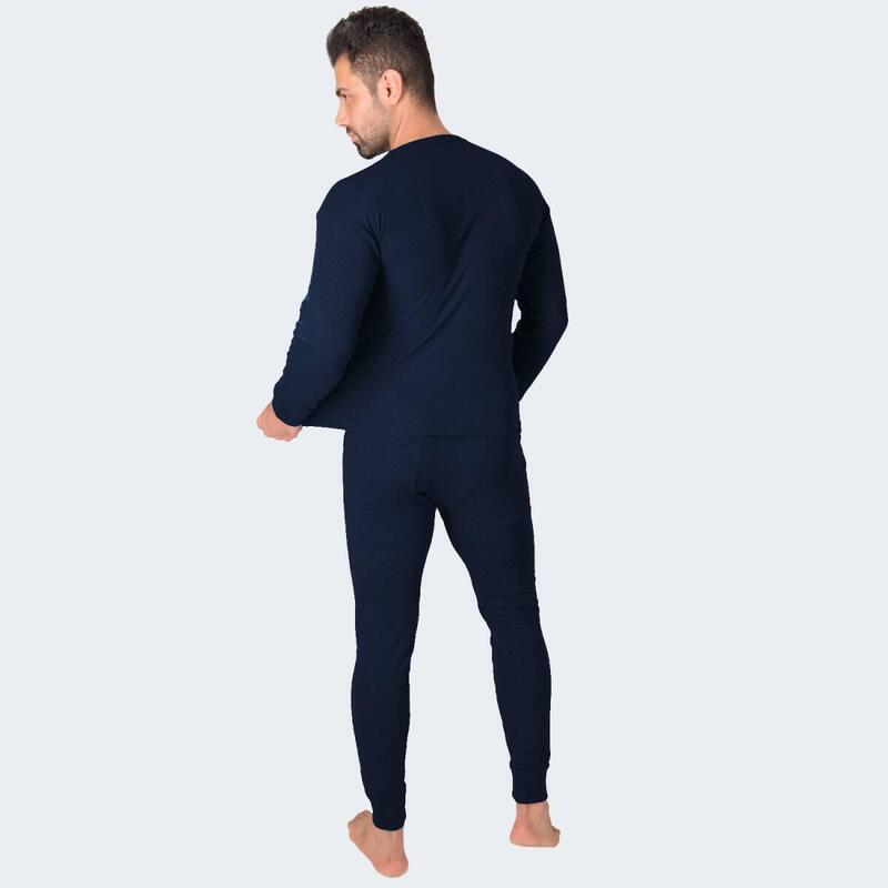 Set 2 sous-vêtements thermiques | Hommes | Doublure polaire | Bleu/Gris