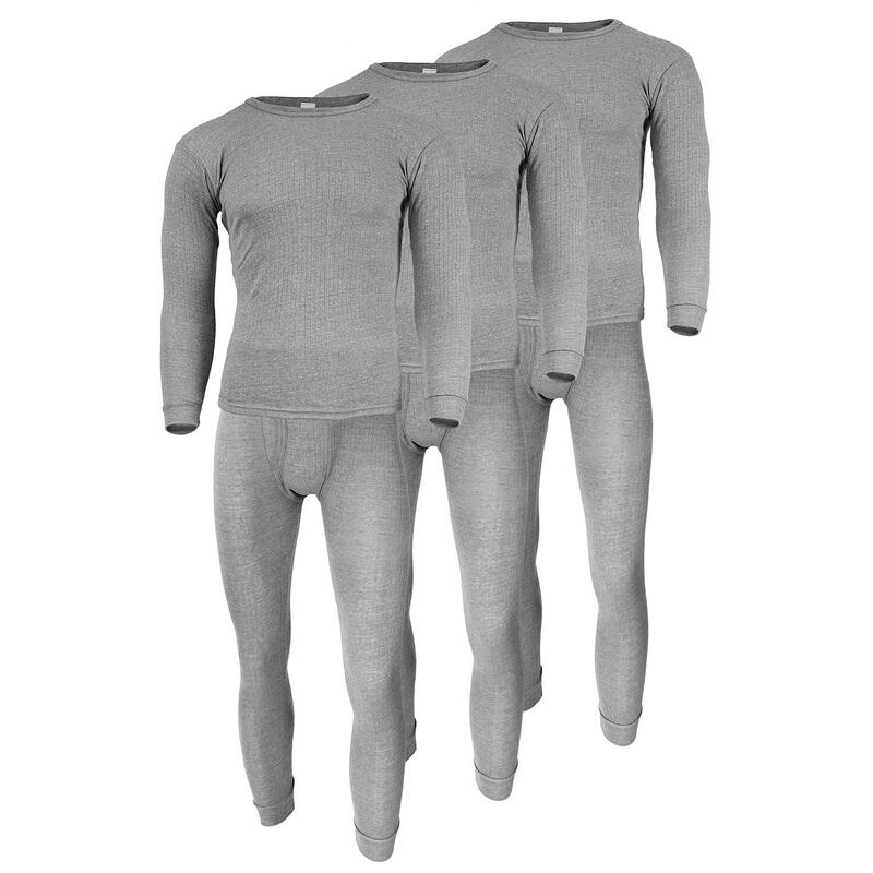 Ropa interior térmica | Hombre | Forro polar | 3 sets | Gris