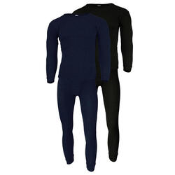 Set 2 sous-vêtements thermiques | Hommes | Doublure polaire | Bleu/Noir