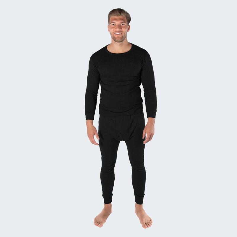 Thermounterwäsche Herren 2er Set | Hemd + Hose | Innenfleece | Schwarz