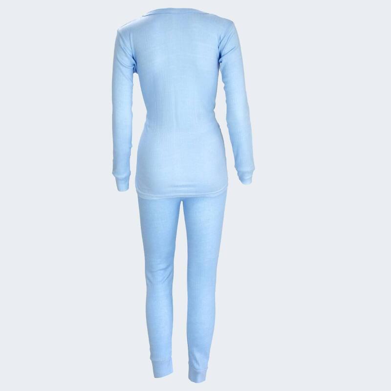 Lenjerie intimă termică femei Set a 2 | Cămașă + pantaloni | Cremă/Albastru clar
