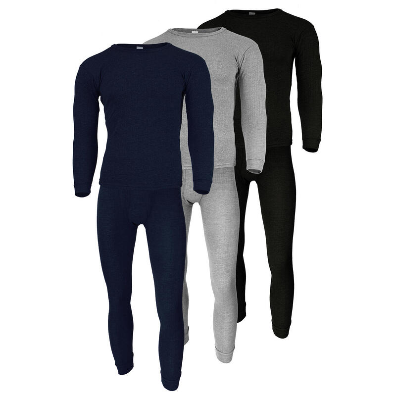 Set 3 sous-vêtements thermiques | Hommes | Bleu/Gris/Noir