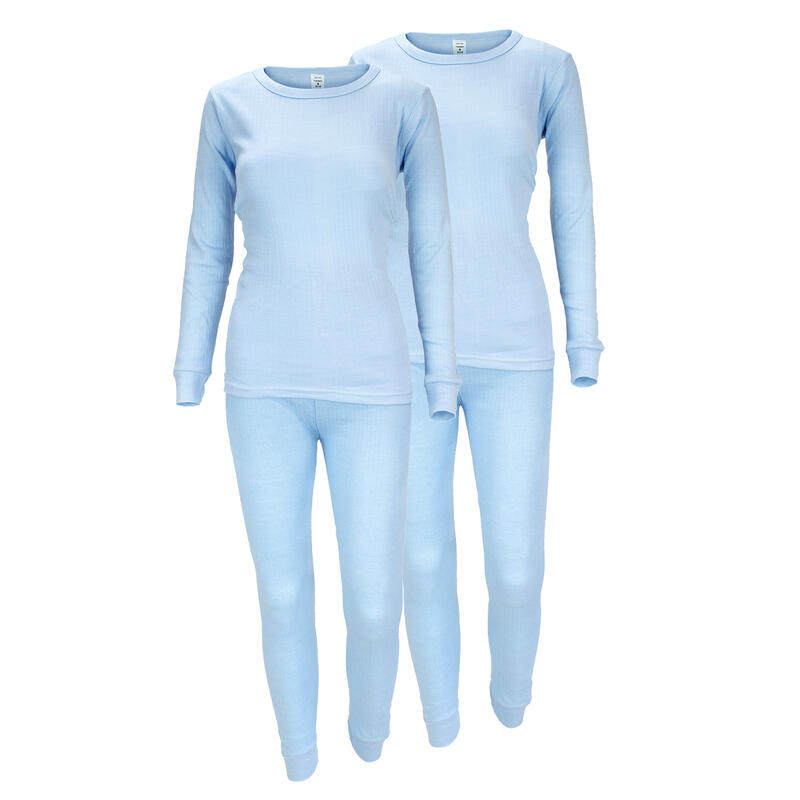 Set 2 sous-vêtements thermiques | Femmes | Doublure polaire | Bleu clair