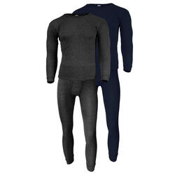 Set 2 sous-vêtements thermiques | Hommes | Doublure polaire | Anthracite/Bleu