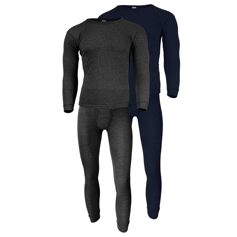 Lenjerie termică bărbați set de 2 | Cămașă + pantaloni | Antracit/albastru