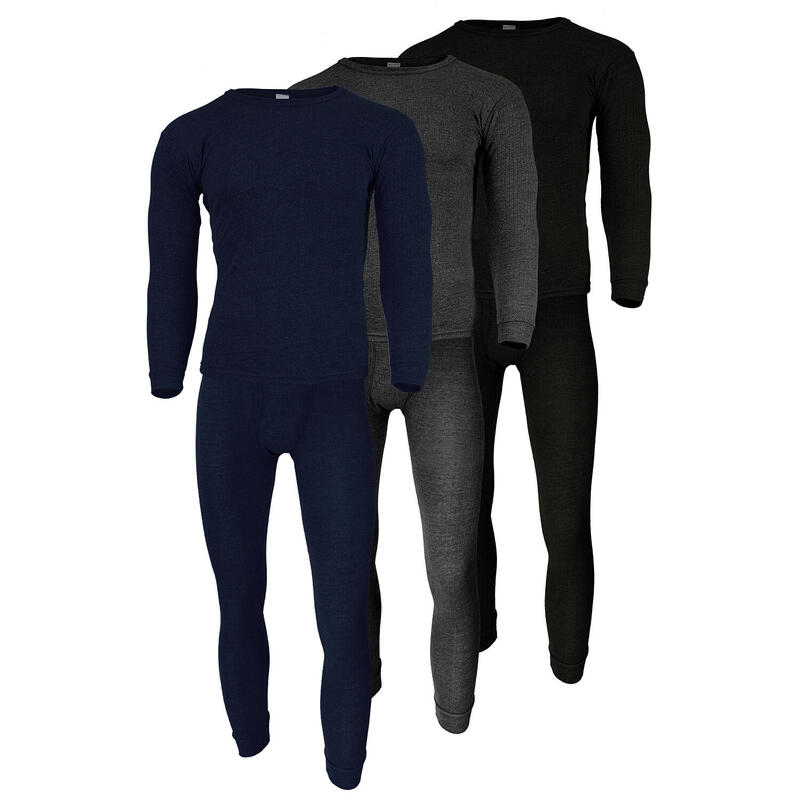3 peças roupa interior térmica homem | Camisa + calças | Antracite/Azul/Preto