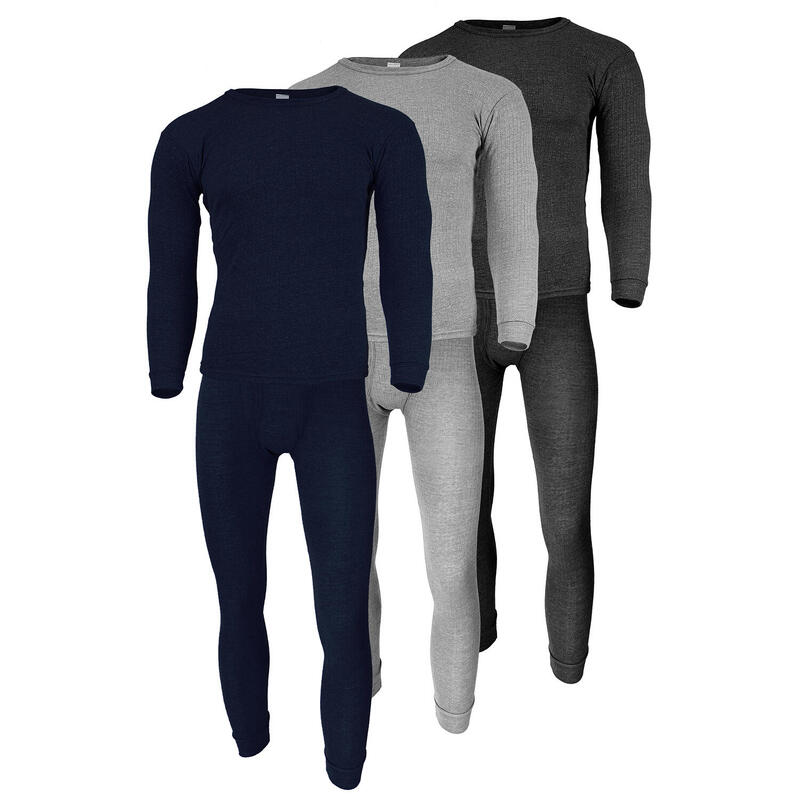 Lenjerie termică bărbați, set de 3 | Cămașă + pantaloni | Antracit/albastru/gri