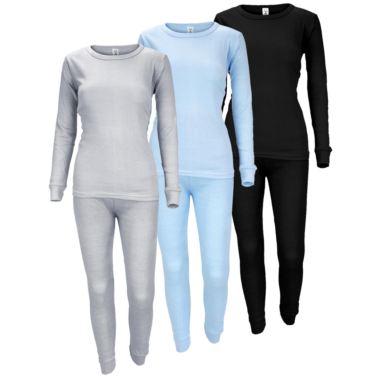 Set of 3 thermal underwear | Women | Grey/Light blue/Black