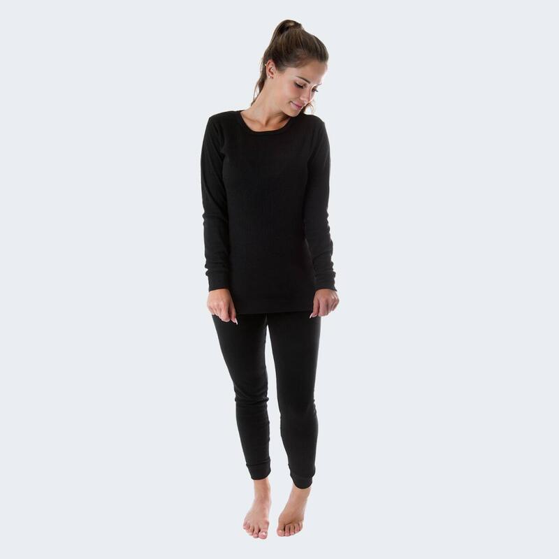 Thermoset Dames van 2 | Shirt + Broek | Binnenkant Fleece | Zwart