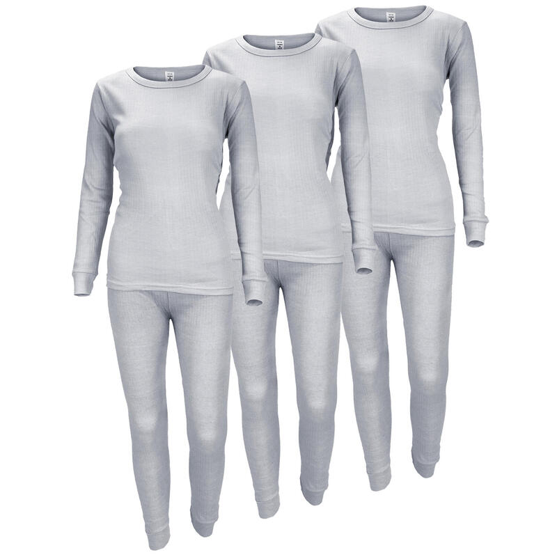 Ropa interior térmica | Mujer | Forro polar | 3 sets | Gris